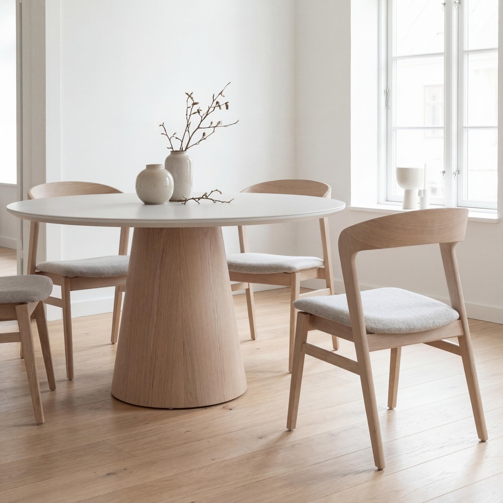 Mona Lacquered Glass Round Dining Table