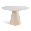 Mona Lacquered Glass & Wood Round Dining Table