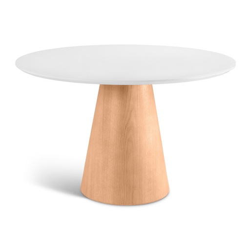 Mona Lacquered Glass & Wood Round Dining Table