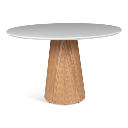 Mona Lacquered Glass & Wood Round Dining Table
